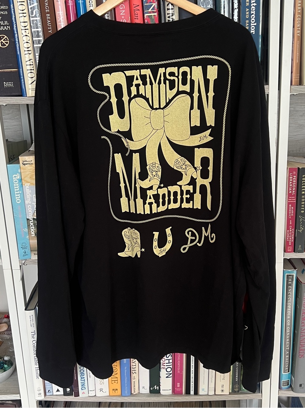 Damson Madder Black Western Bow Graphic Oversized Long Sleeve Top XL